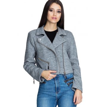 Jacheta dama M607 -  Poliester/Lana - Gri