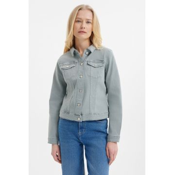 Jacheta de denim cu buzunare pe piept