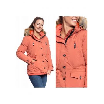 Jacheta De Iarna -  Hanna Outdoor - Croi Normal - Fermoar - Nasturi - 7 Buzunare - Sticla - Portocalie