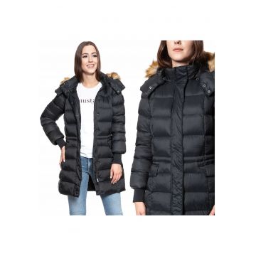 Jacheta De Iarna -  Heidi H Longparka - Croiala Regulara - Fermoar - Negru - 2 Buzunare - S Intl - Negru