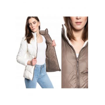 Jacheta de iarna pentru femei  ADELE REVERSIBLE JACKET S - Poliamida - Jacheta - Uni - Cu gluga - Fermoar - Bej