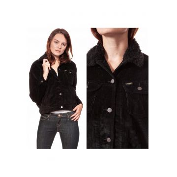 Jacheta de tranzitie pentru femei  80'S WESTERN JACKET S - Bumbac - Jacheta - Uni - Cu gluga - Buton jos - Negru