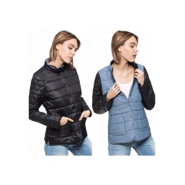 Jacheta de tranzitie pentru femei  REVERSIBLE JACKET XS - Bumbac - Jacheta - Uni - Fara gluga - Nasturi - Negru
