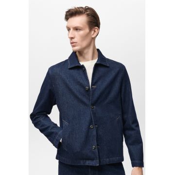 Jacheta din denim cu buzunare oblice