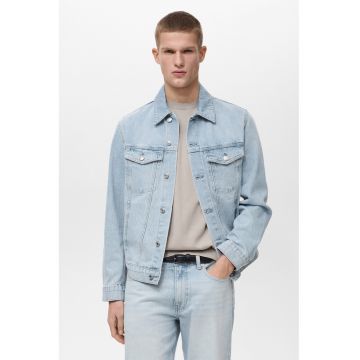 Jacheta din denim cu buzunare pe piept