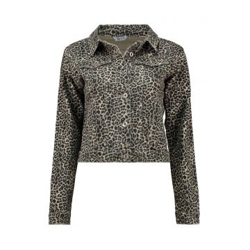 Jacheta din denim cu model animal print