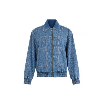 Jacheta lejera din denim cu buline