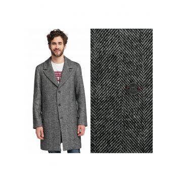 Palton Barbati -  David Sc Coat - Culoare: Gri - Croi: Regular Fit - Inchidere: Nasturi - Compozitie Material: 70% Poliester - 30% Lana - M Intl - Gri
