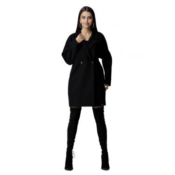 Palton dama M625 -  Poliester/Viscoza - Negru -