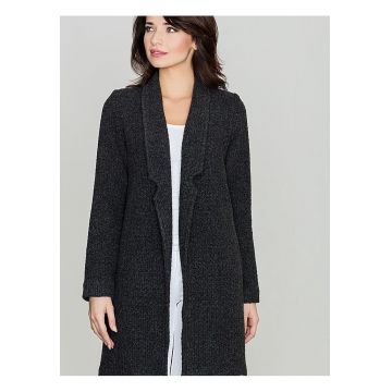 Palton dama  negru - lungime midi - confortabil - fabricat din poliacril - poliester si lana