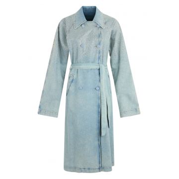Trenci din denim cu strasuri