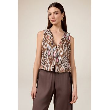Vesta crop cu paiete - Alb murdar -