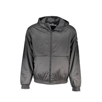 Jacheta matlasata cu 2 buzunare exteriaore - cu gluca - logo - negru -