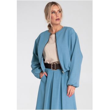 Jacheta bomber  albastra - croiala lejera - material textil - pentru femei -