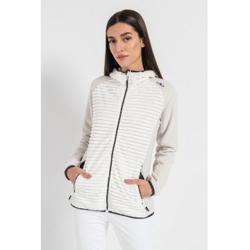 Jacheta cu gluga si maneci raglan pentru drumetii - Alb