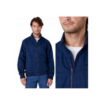Jacheta De Tranzitie -  The Bomber - Albastru - Croi Regular Fit - Inchidere Fermoar - Numar De Buzunare 2 - Compozitie Material 60% Bumbac - 40% Poliester