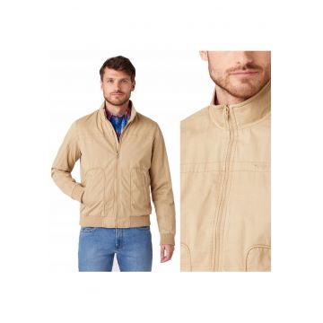 Jacheta De Tranzitie -  The Bomber - Bej - Croi Regular Fit - Inchidere Fermoar - Numar De Buzunare 2 - Compozitie Material 100% Bumbac