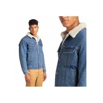 Jacheta Din Denim -  Jacheta Sherpa - M INTL - Albastru - Croi Regular Fit - Inchidere Nasturi - Numar De Buzunare 4 - Compozitie Material 99% Bumbac - 1% Elastan