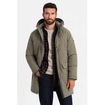 Geaca parka  OM-JALJ-0166 - Cu fermoar - Cu gluga - Barbati