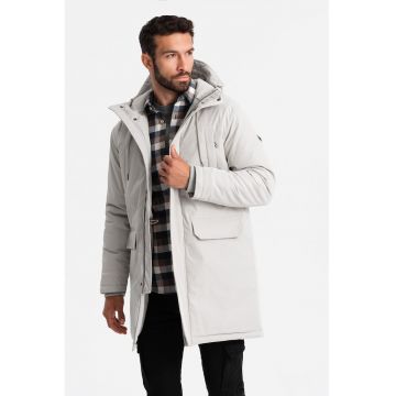 Geaca parka  OM-JALJ-0166 - Cu fermoar - Cu gluga - Barbati