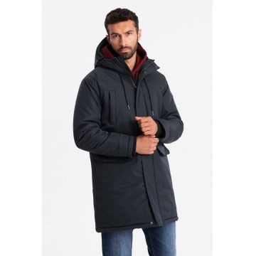 Geaca parka  OM-JALJ-0166 - Cu fermoar - Cu gluga - Barbati