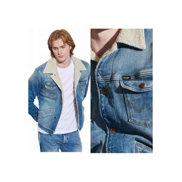 Jacheta Barbati -  124mj Sherpa - Regular Fit - Cu Nasturi - 95% Bumbac - 4% Elastomultiester - 1% Elastan - Calduroasa - Material Durabil - Ideal Pentru Zile Mai Racoroase - Marimea M - Albastru