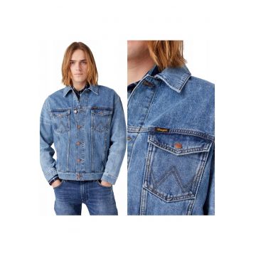 Jacheta Barbati -  Anti Fit Jacket - Loose Fit - Nasturi - 100% Bumbac - 4 Buzunare - Confortabila - Ideala Pentru Zile Mai Racoroase - Marimea 2XL - Albastru Denim