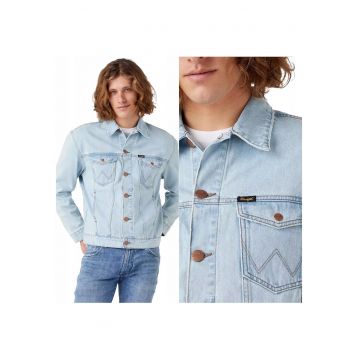 Jacheta Barbati -  Anti Fit Jacket - Regular Fit - Nasturi - 100% Bumbac - Confortabila - 2 Buzunare - Ideala Pentru Zile Mai Racoroase - Marimea L - Albastru Deschis