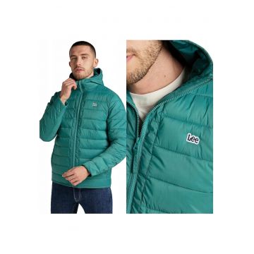 Jacheta Barbati -  Light Puffer - Regular Fit - Fermoar - 100% Poliamid - 2 Buzunare - Cu Gluga - Usoara - Confortabila - Ideala Pentru Vremea De Tranzitie - Marimea 3XL - Verde