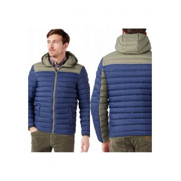 Jacheta Barbati -  Puffer Jacket - Regular Fit - Fermoar - 100% Poliamid - 2 Buzunare - Calduroasa - Confortabila - Ideala Pentru Zile Mai Racoroase - Marimea 4XL - Albastru/Gri