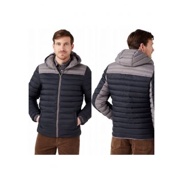 Jacheta Barbati -  Puffer Jacket - Regular Fit - Fermoar - 100% Poliamid - 2 Buzunare - Calduroasa - Confortabila - Ideala Pentru Zile Mai Racoroase - Marimea 4XL - Negru/Gri