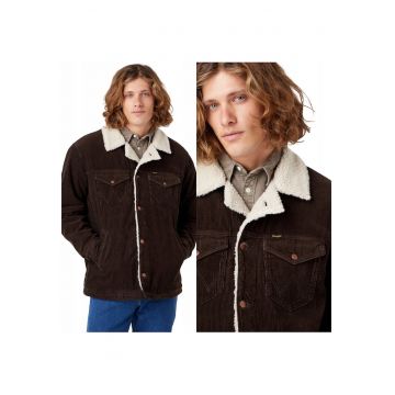 Jacheta Barbati -  Sherpa Jacket - Regular Fit - Nasturi - 100% Bumbac - 4 Buzunare - Calduroasa - Confortabila - Ideala Pentru Zile Reci - Marimea 2XL - Maro Inchis