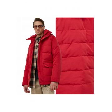 Jacheta Barbati -  The Bodyguard - Regular Fit - Fermoar - 2 Buzunare - 100% Poliester - Calduroasa - Rezistenta La Apa - Ideala Pentru Iarna - Marimea 4XL - Rosu