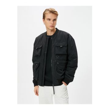 Jacheta bomber cu buzunare exterioare