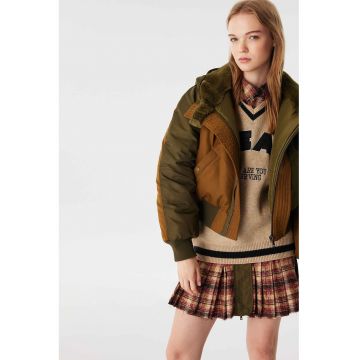Jacheta crop cu gluga