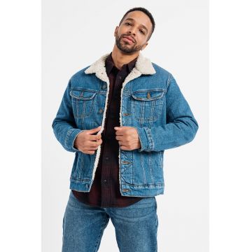 Jacheta de denim cu captuseala de blana sherpa