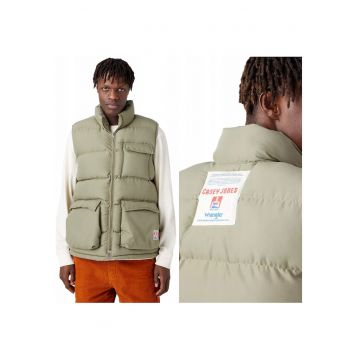 Vesta Barbati -  Puffer Vest Casey Jones - Regular Fit - Fermoar - 3 Buzunare - 100% Poliester - Calduroasa - Stilata - Confortabila - Ideala Pentru Zile Mai Racoroase - Marimea 4XL - Verde