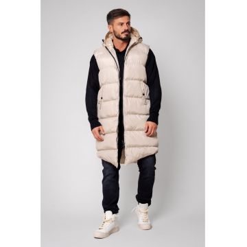 Vesta lunga cu fermoar Beige 14675