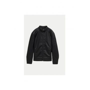 Geaca barbati -  304544910 - Piele ecologica - M INTL - Negru