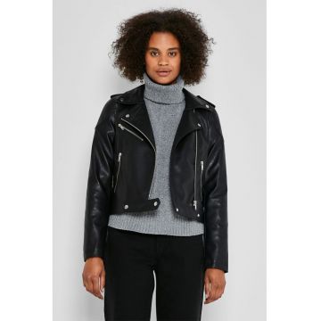 Jacheta biker slim fit din piele ecologica