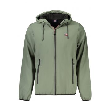 Jacheta barbati cu gluga si logo verde deschis -