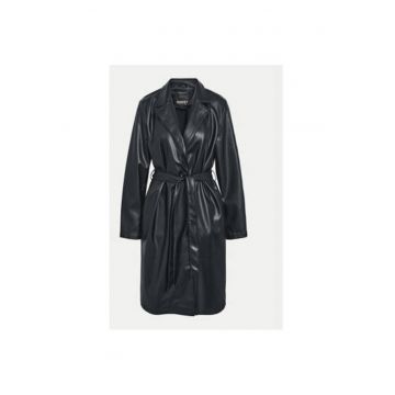 Palton dama -  304807770 - Piele ecologica - Negru