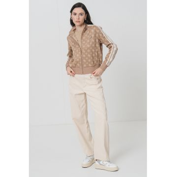 Bluza de trening cu model monograma si fermoar