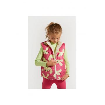 Vesta reversibila  pentru fete - poliester - cu buzunare - multicolor