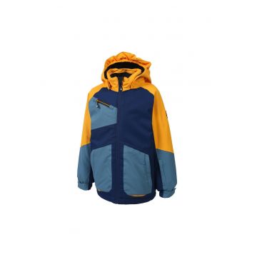 Geaca colorblock impermeabila cu gluga -
