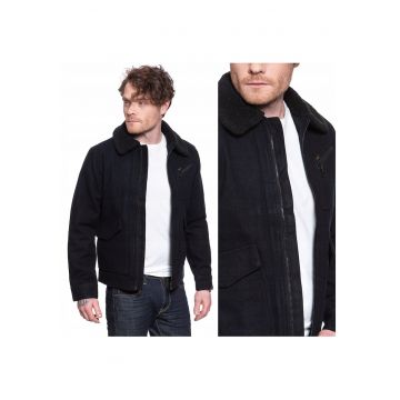 Jacheta De Iarna -  191J Wool Jacket - Croi Normal - Fermuar - 5 Buzunare - 50% Lana - 50% Poliester - Negru - 1 Bucata