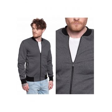 Jacheta De Tranzitie -  Slhjuan Bomber Sweat Jacket - Croi Regular - Fermuar - 2 Buzunare - Fara Gluga - Negru - 1 Bucata
