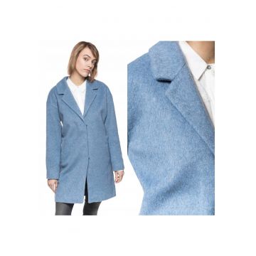 Palton dama  albastru - M - croi regular fit - inchidere cu capse