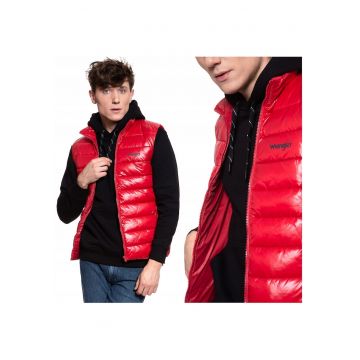 Vesta Fara Maneci -  Vesta Puffer - Croiala Normala - Fermuar - Rosie - 2 Buzunare - Rosie