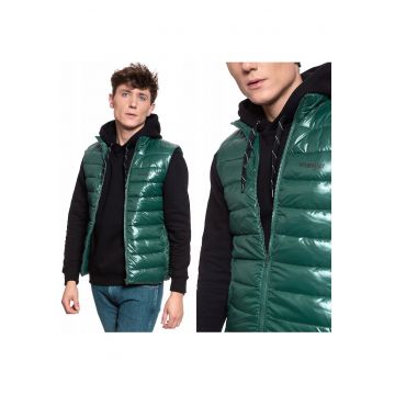 Vesta Fara Maneci -  Vesta Puffer - Croiala Regulara - Verde - Fermoar - 100% Poliamida - Verde